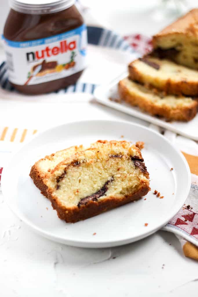 A Piece of Nutella Pound Cake in a plate