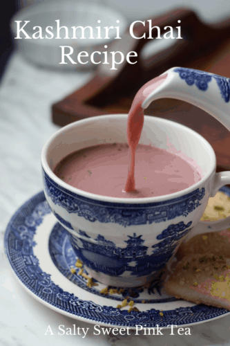 A Cup of Pink Kashmiri Tea Being Poured