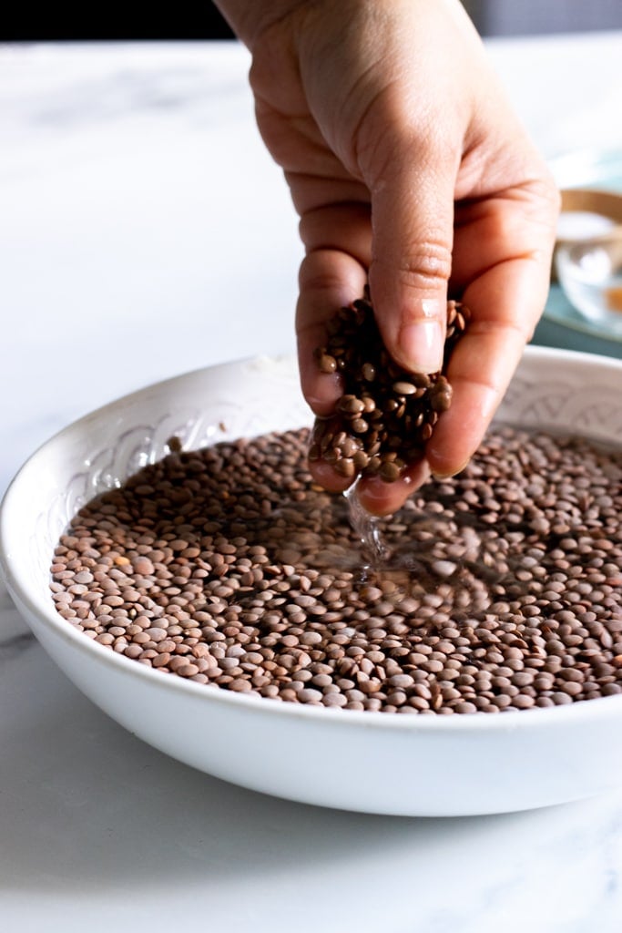 Washed and soaked kaali daal 