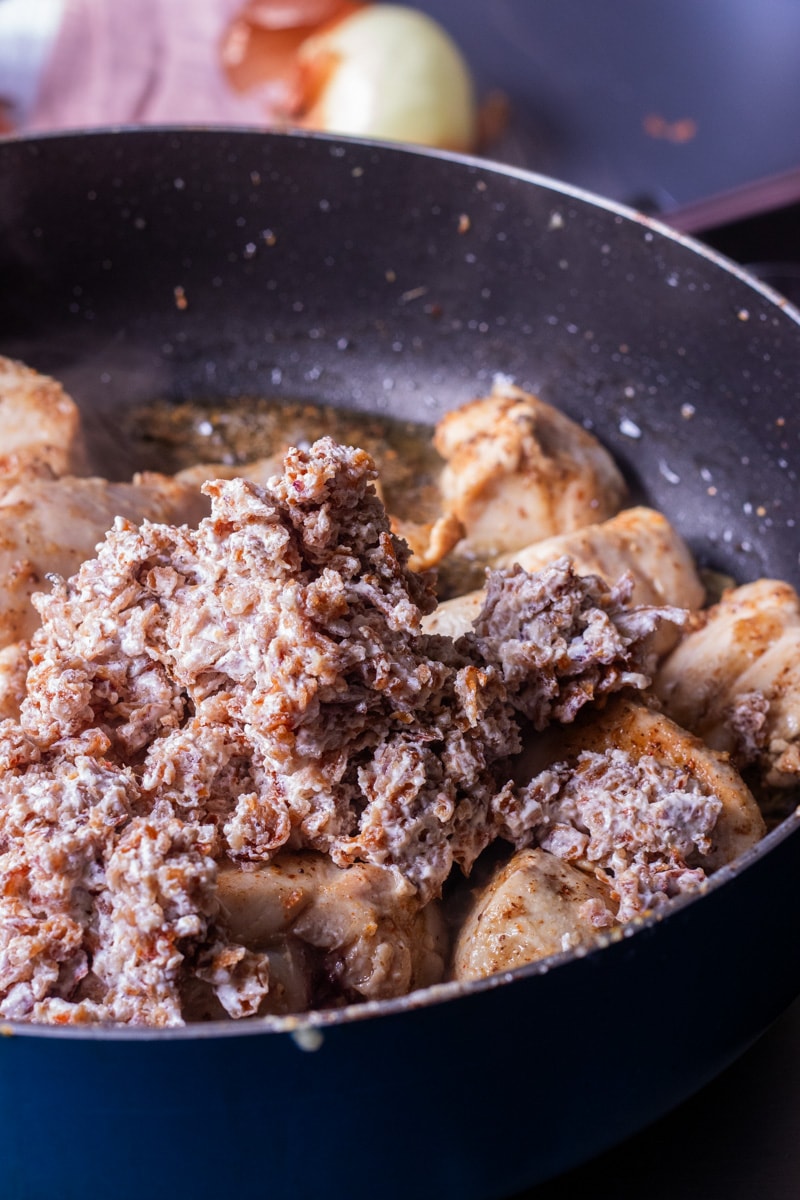 onions and yoghurt added to korma