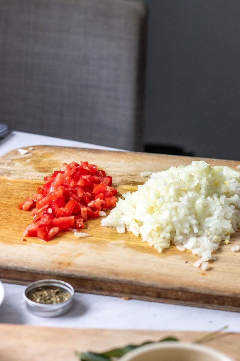 finely diced veg