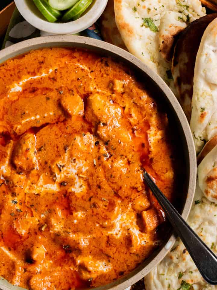 top down view of chicken handi